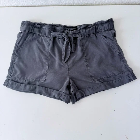 Aerie Gray 100% Lyocell Paperbag Tie Waist Camp-Style Shorts - Size Small - Picture 3 of 14